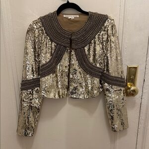 Veronica Beard Phaedra Sequin and Bead Embellished Cropped Jacket XS